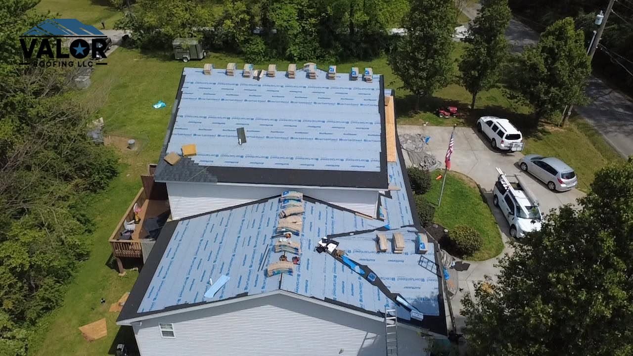 Full re-roof underway by Valor Roofing in Knoxville, TN