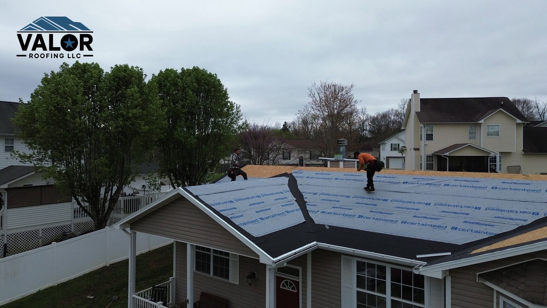Underlayment down before shingles by Valor Roofing in Maryville, TN