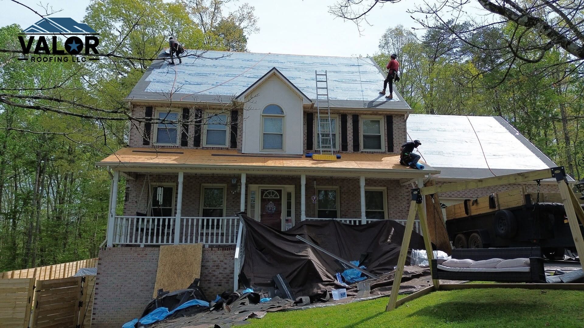 Tear-off day by Valor Roofing in Maryville, TN